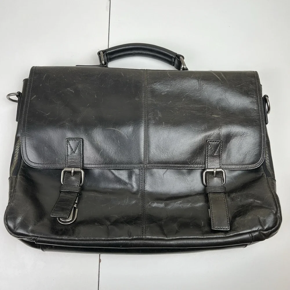 Wilsons Leather Briefcase/Messenger Bag Dark Brown to Black NO SHOULDER STRAP